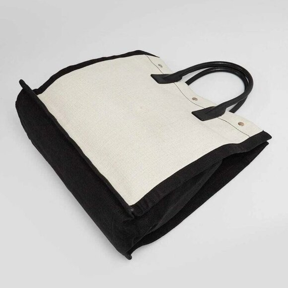 Yves Saint Laurent Natural Linen And Leather Rive Gauche North/South Tote Bag - Picture 9 of 10